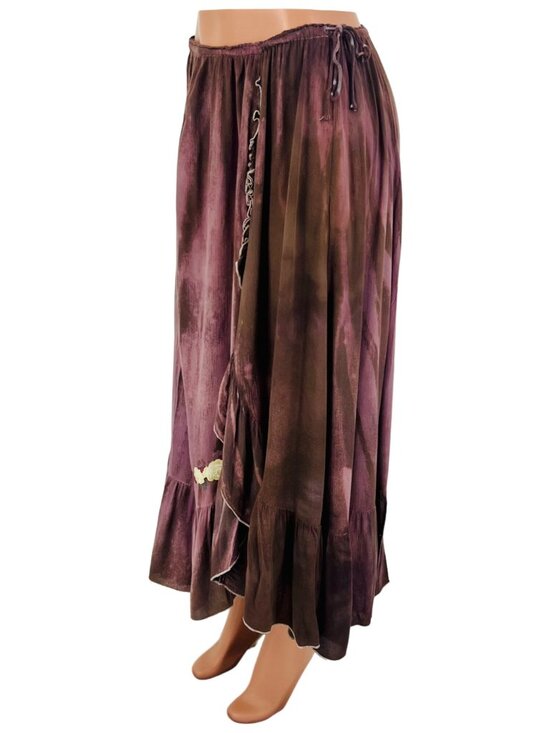 Vtg Free People Boho Embroidered Maxi Skirt| Boho Grunge Fairycore Dark Coquette - Picture 15 of 16